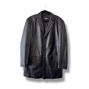 BGSD Black Lamb Leather Jacket Sport Coat Long Blazer Men's Size LT Large Tall